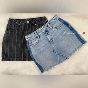 PACSUN STRIPED DENIM MINI SKIRT BUNDLE LOT OF 2
